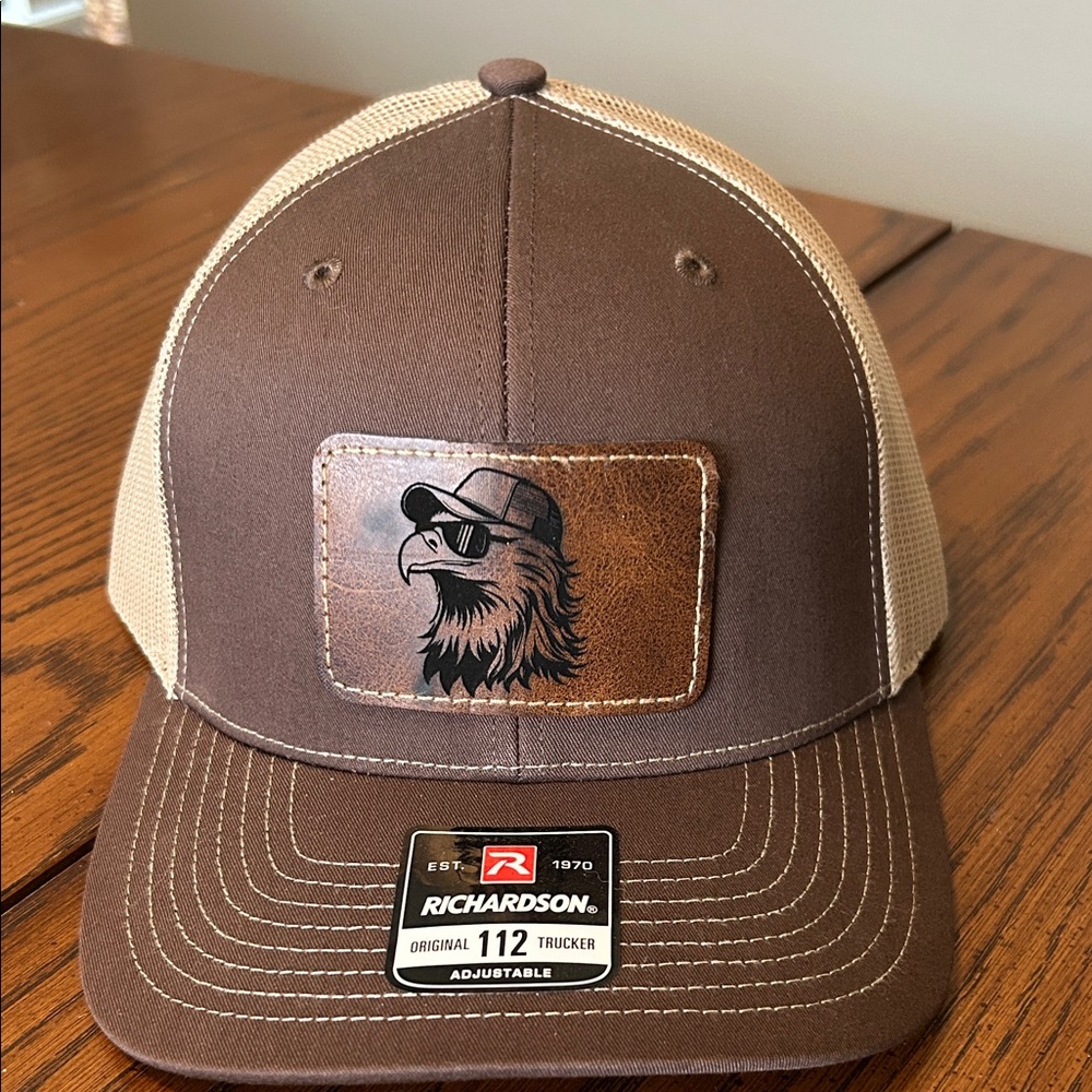 Richardson 112 Brown Trucker Hat with Eagle Patch